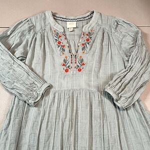 Knox Rose dress embroidered floral neckline Med tiered fairy cottage boho lace